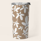 Quirky Florals in Mocha, Black and White Travel Mug Gallery Image 2