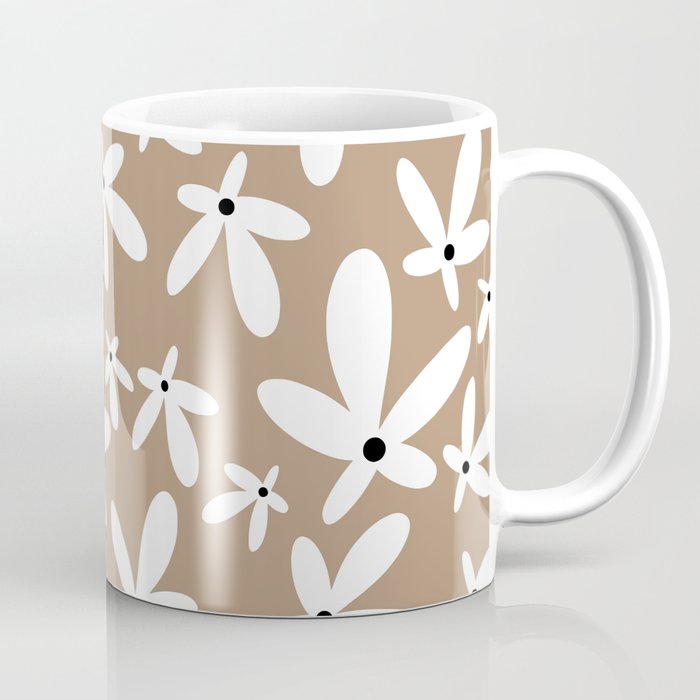 Quirky Florals in Mocha, Black and White Coffee Mug Gallery Image 1