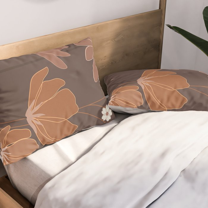 Floral Mocha 1 Pillow Sham Gallery Image 2
