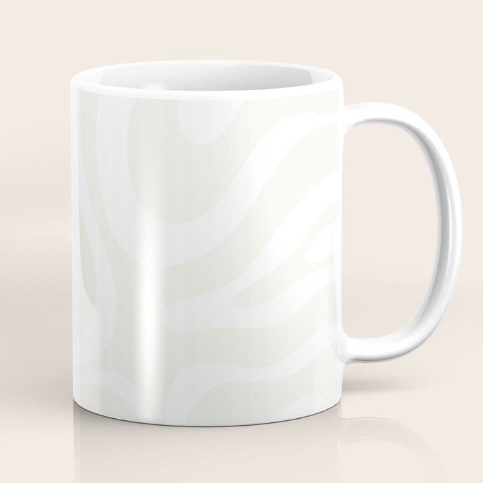 Modern Liquid Swirl Abstract Pattern in Barely There Eggshell on White Coffee Mug Gallery Image 1