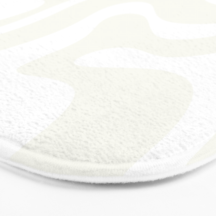 Modern Liquid Swirl Abstract Pattern in Barely There Eggshell on White Bath Mat Gallery Image 3