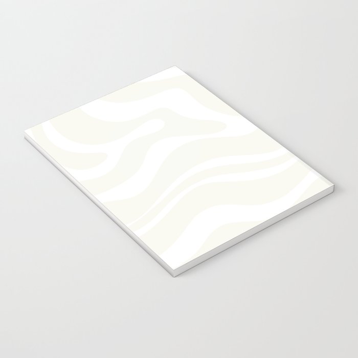 Modern Liquid Swirl Abstract Pattern in Barely There Eggshell on White Notebook Gallery Image 3