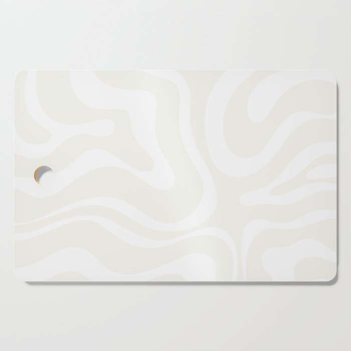 Modern Liquid Swirl Abstract Pattern in Barely There Eggshell on White Cutting Board Gallery Image 1