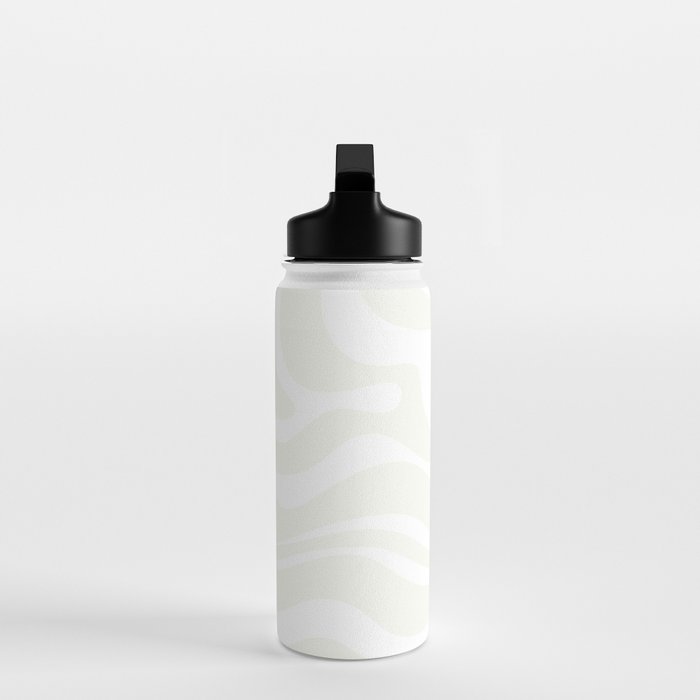 Modern Liquid Swirl Abstract Pattern in Barely There Eggshell on White Water Bottle Gallery Image 3