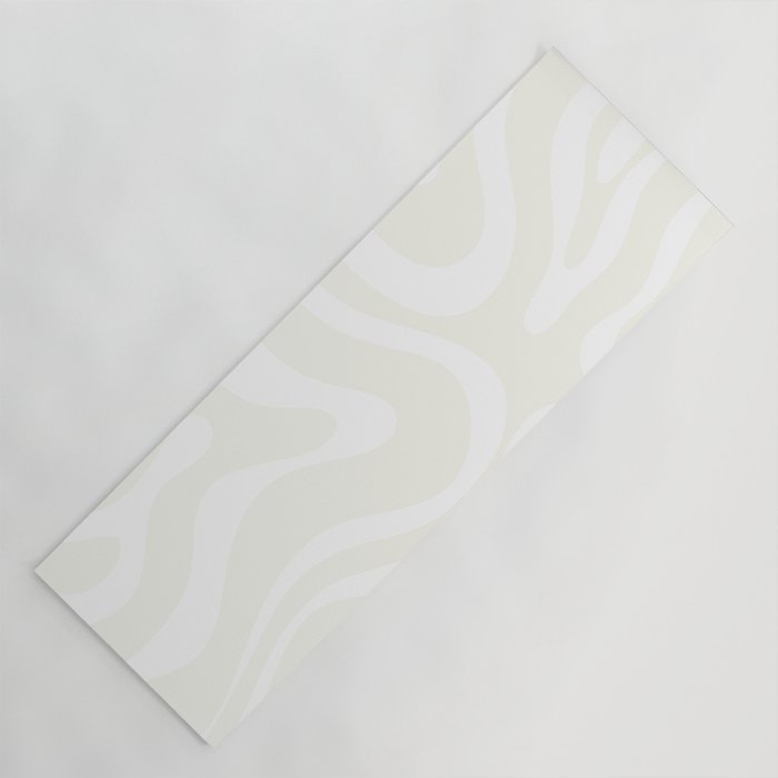 Modern Liquid Swirl Abstract Pattern in Barely There Eggshell on White Yoga Mat Gallery Image 1