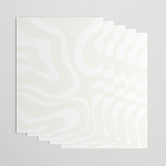 Modern Liquid Swirl Abstract Pattern in Barely There Eggshell on White Wrapping Paper Gallery Image 3