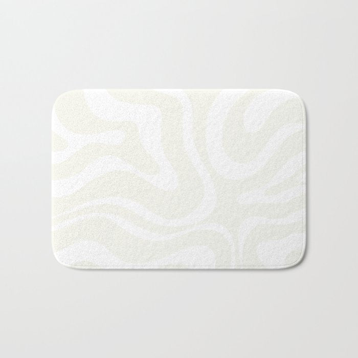 Modern Liquid Swirl Abstract Pattern in Barely There Eggshell on White Bath Mat Gallery Image 1