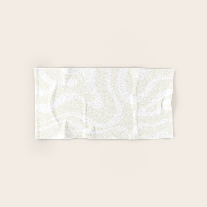 Modern Liquid Swirl Abstract Pattern in Barely There Eggshell on White Bath Towel Gallery Image 1