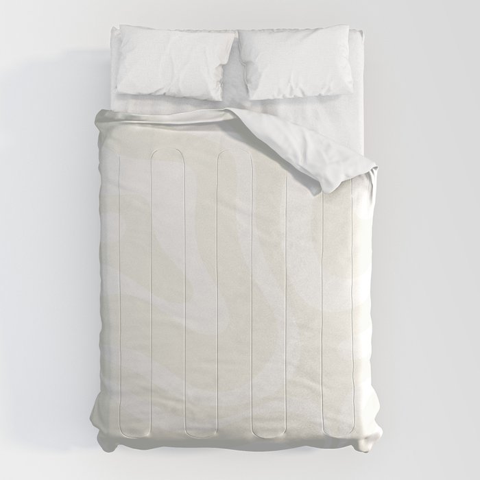 Modern Liquid Swirl Abstract Pattern in Barely There Eggshell on White Comforter Gallery Image 1