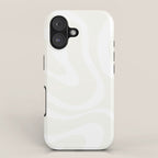 Modern Liquid Swirl Abstract Pattern in Barely There Eggshell on White iPhone Case Gallery Image 1