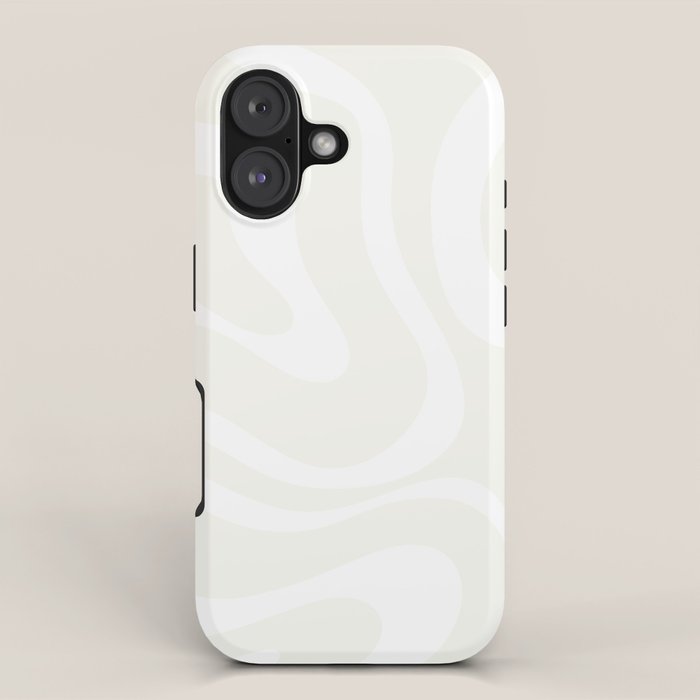 Modern Liquid Swirl Abstract Pattern in Barely There Eggshell on White iPhone Case Gallery Image 1