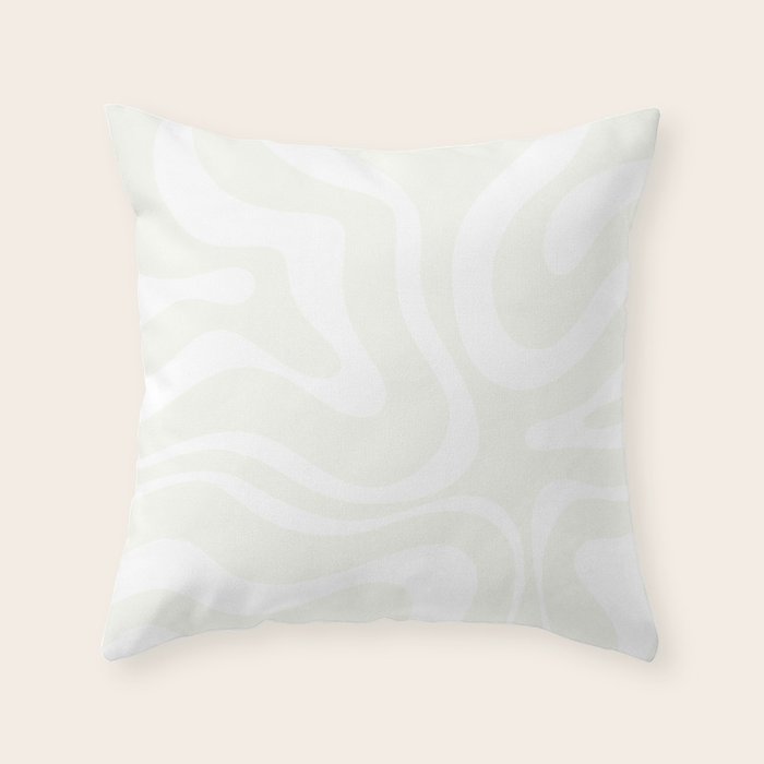 Modern Liquid Swirl Abstract Pattern in Barely There Eggshell on White Throw Pillow Gallery Image 6