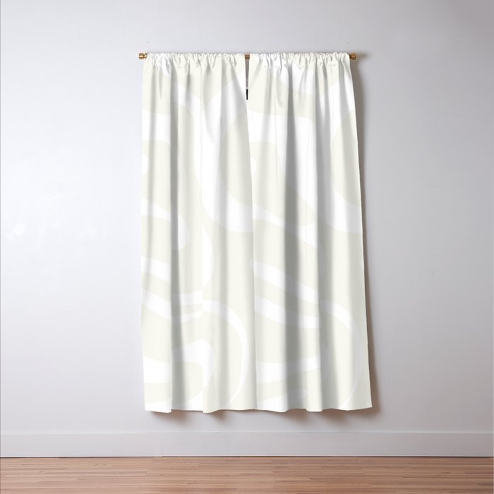 Modern Liquid Swirl Abstract Pattern in Barely There Eggshell on White Window Curtain Gallery Image 3