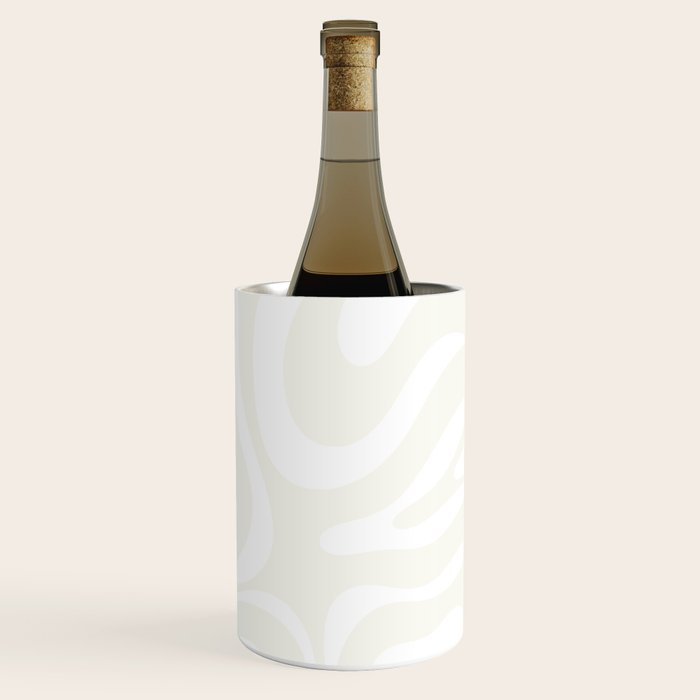Modern Liquid Swirl Abstract Pattern in Barely There Eggshell on White Wine Chiller Gallery Image 3