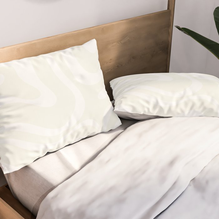 Modern Liquid Swirl Abstract Pattern in Barely There Eggshell on White Pillow Sham Gallery Image 2