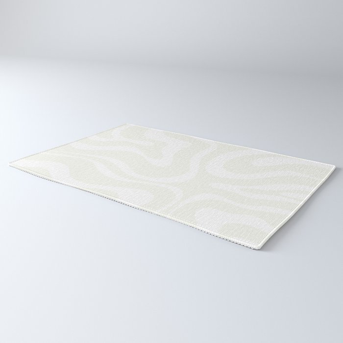 Modern Liquid Swirl Abstract Pattern in Barely There Eggshell on White Rug Gallery Image 3