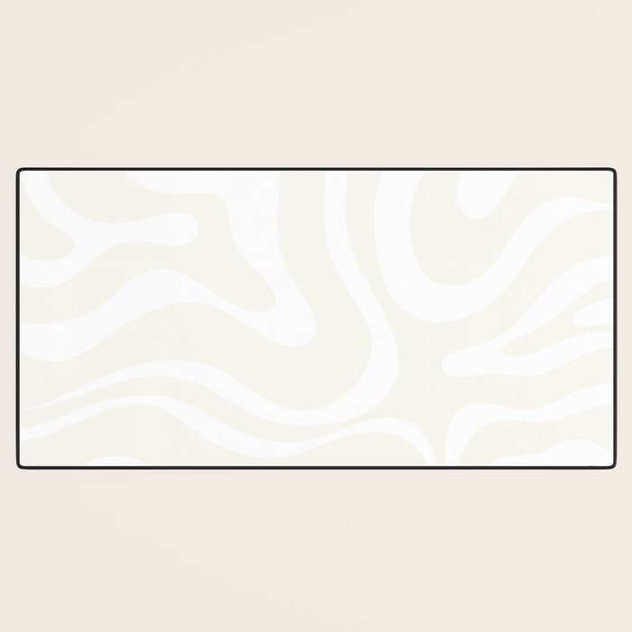 Modern Liquid Swirl Abstract Pattern in Barely There Eggshell on White Desk Mat Gallery Image 3