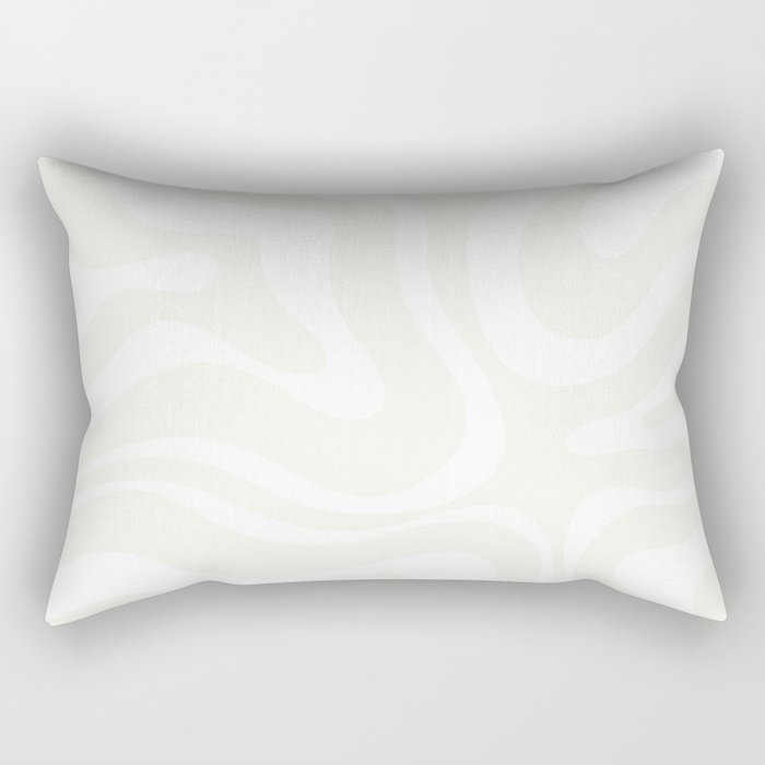 Modern Liquid Swirl Abstract Pattern in Barely There Eggshell on White Rectangular Pillow Gallery Image 1