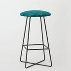 Teal Green Wispy Leaves Contemporary Abstract Botanical Pattern Stool Gallery Image 1