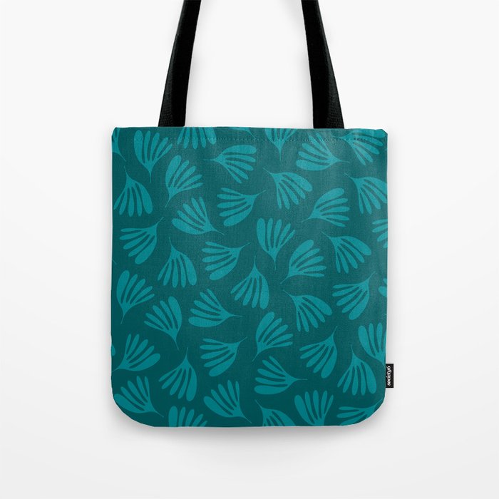 Teal Green Wispy Leaves Contemporary Abstract Botanical Pattern Tote Bag Gallery Image 1