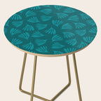Teal Green Wispy Leaves Contemporary Abstract Botanical Pattern Side Table Gallery Image 2