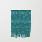 Teal Green Wispy Leaves Contemporary Abstract Botanical Pattern Wall Hanging Gallery Image 1