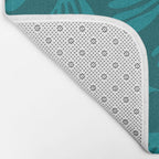 Teal Green Wispy Leaves Contemporary Abstract Botanical Pattern Bath Mat Gallery Image 2