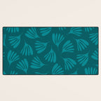 Teal Green Wispy Leaves Contemporary Abstract Botanical Pattern Desk Mat Gallery Image 3