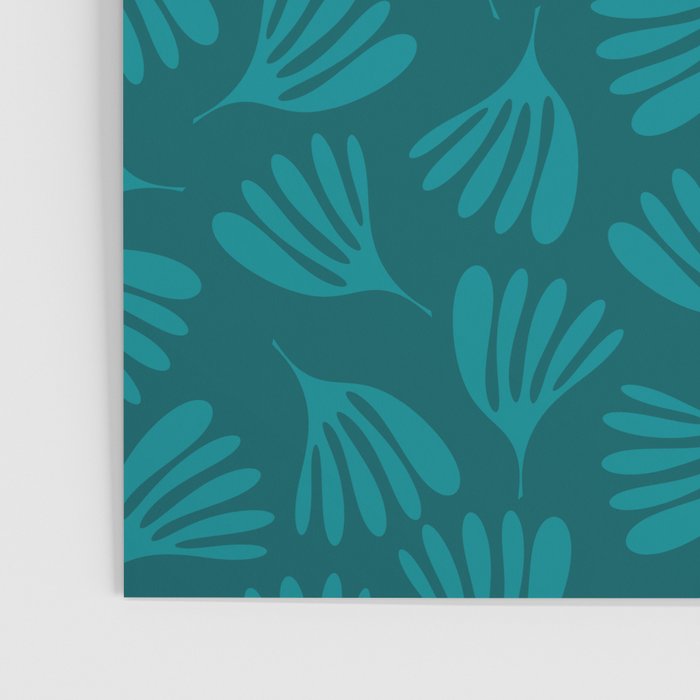Teal Green Wispy Leaves Contemporary Abstract Botanical Pattern Poster Gallery Image 3