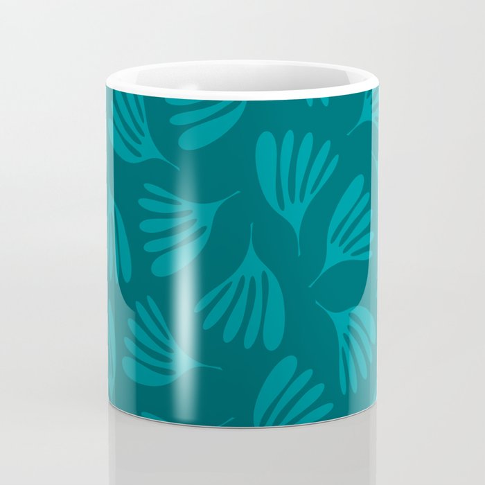 Teal Green Wispy Leaves Contemporary Abstract Botanical Pattern Coffee Mug Gallery Image 4