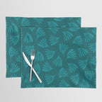 Teal Green Wispy Leaves Contemporary Abstract Botanical Pattern Placemat Gallery Image 1
