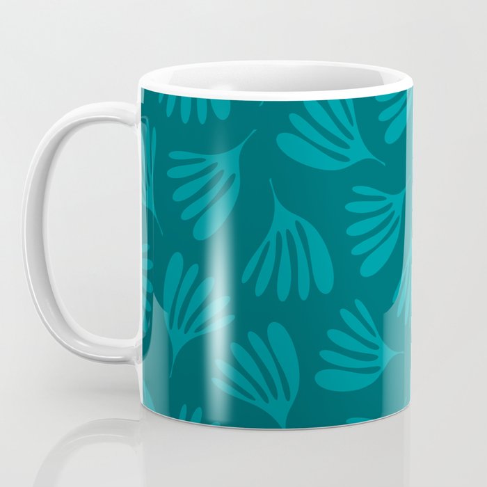 Teal Green Wispy Leaves Contemporary Abstract Botanical Pattern Coffee Mug Gallery Image 3
