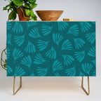 Teal Green Wispy Leaves Contemporary Abstract Botanical Pattern Credenza Gallery Image 1