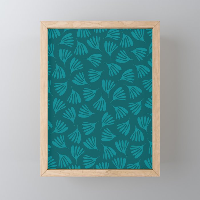 Teal Green Wispy Leaves Contemporary Abstract Botanical Pattern Mini Art Print Gallery Image 1