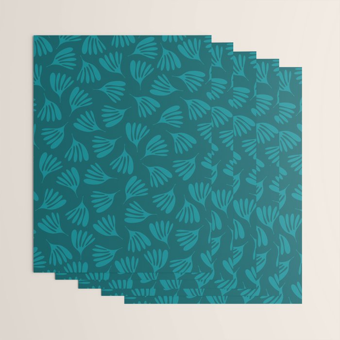Teal Green Wispy Leaves Contemporary Abstract Botanical Pattern Wrapping Paper Gallery Image 3