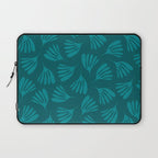 Teal Green Wispy Leaves Contemporary Abstract Botanical Pattern Laptop Sleeve Gallery Image 1