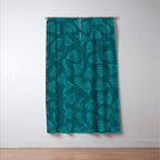 Teal Green Wispy Leaves Contemporary Abstract Botanical Pattern Window Curtain Gallery Image 3