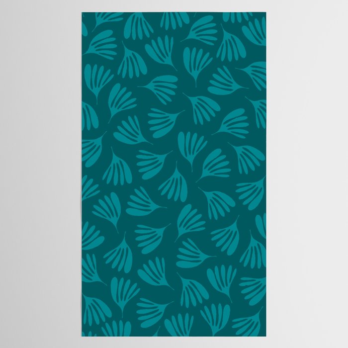 Teal Green Wispy Leaves Contemporary Abstract Botanical Pattern Tablecloth Gallery Image 2