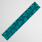 Teal Green Wispy Leaves Contemporary Abstract Botanical Pattern Table Runner Gallery Image 3