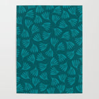 Teal Green Wispy Leaves Contemporary Abstract Botanical Pattern Poster Gallery Image 4