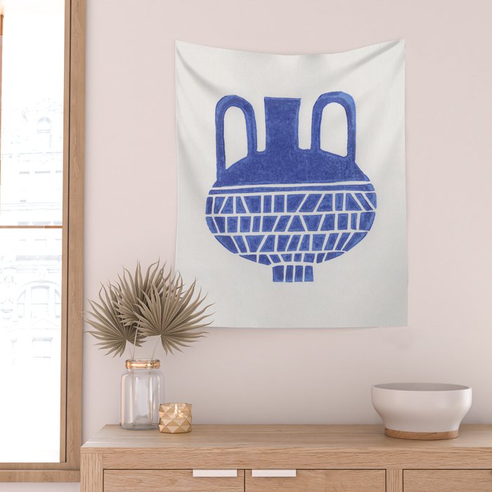 Linocut Vase #6 Wall Tapestry Gallery Image 2