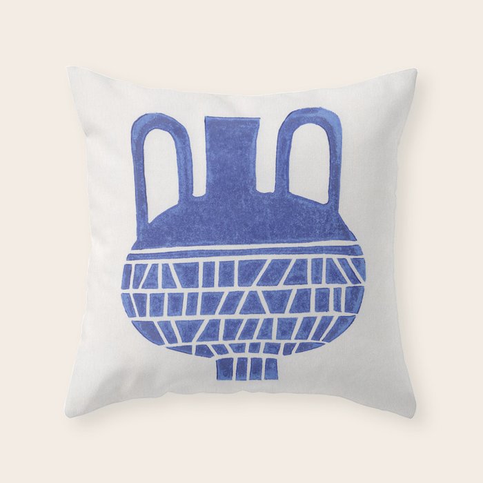 Linocut Vase #6 Throw Pillow Gallery Image 6