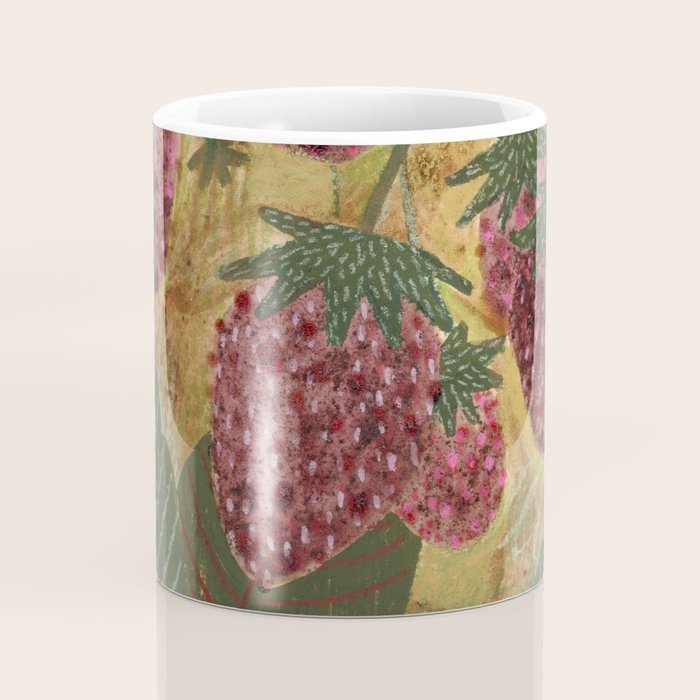 Strawberry Garden in Forest Green Coffee Mug Gallery Image 4