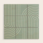Minimal Line Curvature VII Sage Green Mid Century Modern Arch Abstract Wood Wall Art Gallery Image 1