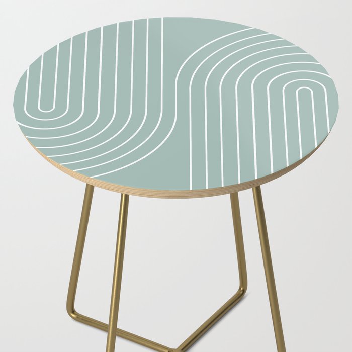 Minimal Line Curvature VII Sage Green Mid Century Modern Arch Abstract Side Table Gallery Image 2