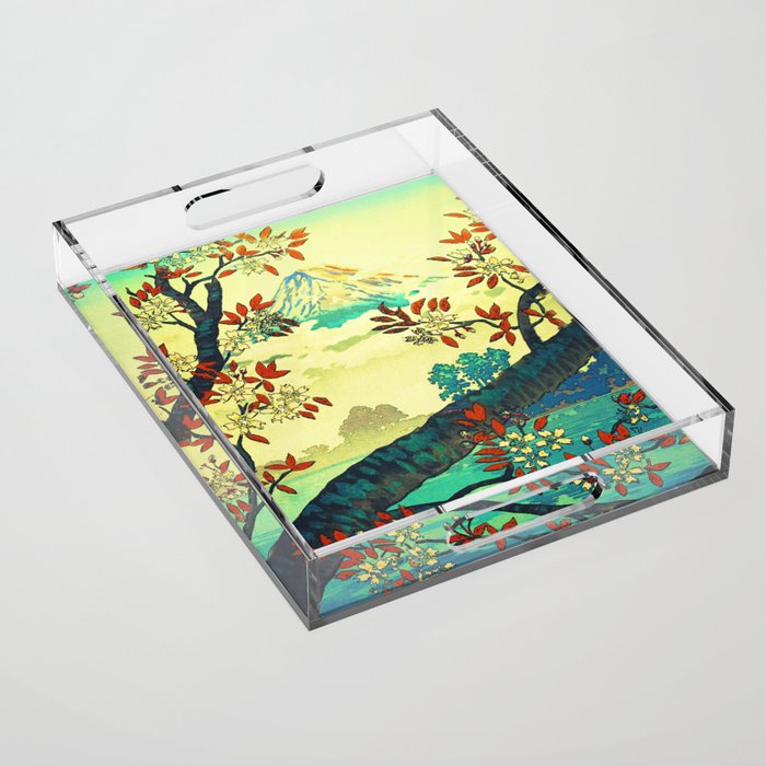 At Suidi - Autumn Mountain & Tree Ukiyoe Nature Landscape Acrylic Tray Gallery Image 1