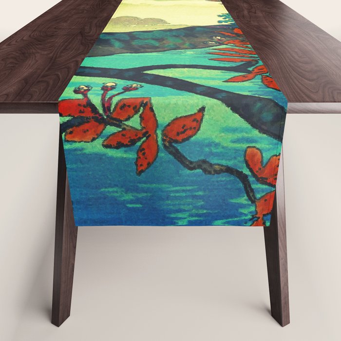At Suidi - Autumn Mountain & Tree Ukiyoe Nature Landscape Table Runner Gallery Image 1