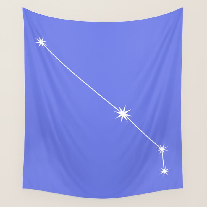 Aries Zodiac Star Constellation Line Art Periwinkle Purple Wall Tapestry Gallery Image 4