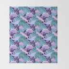 Jungle Dinosaur - Purple Throw Blanket Gallery Image 2