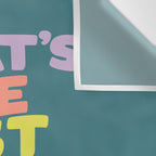 Whats The Best That Could Happen typography print in green, lilac, orange and yellow Wall Tapestry Gallery Image 3